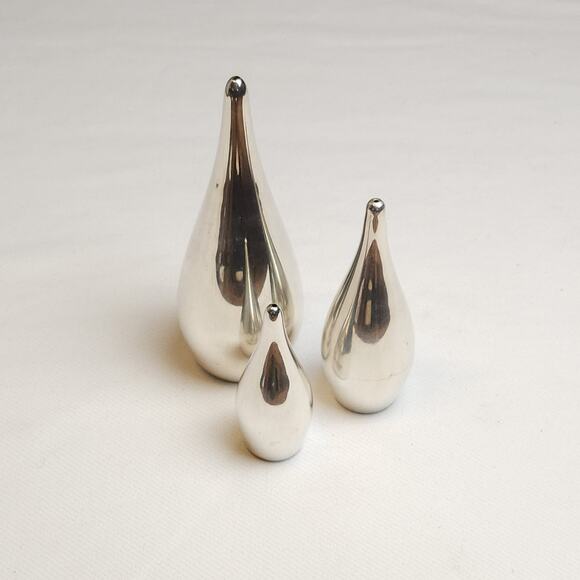Allan Adler Sterling Silver Salt Pepper Shakers Modernist MCM Teardrop - Picture 7 of 11